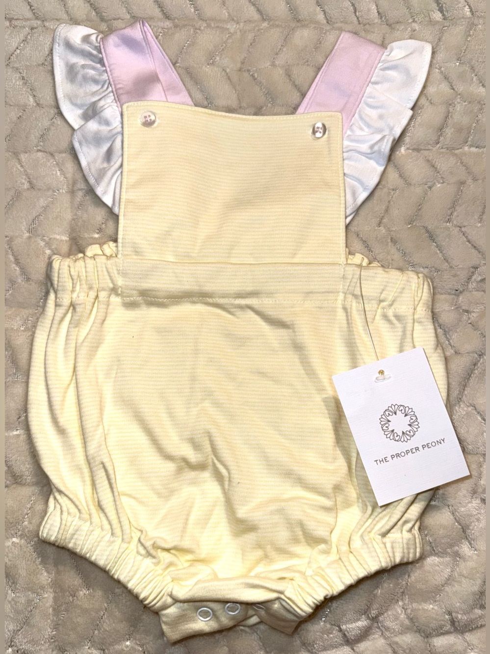 The Proper Peony Girls Yellow and White Stripe Knit Sunbubble, Sz 9mos, NWT